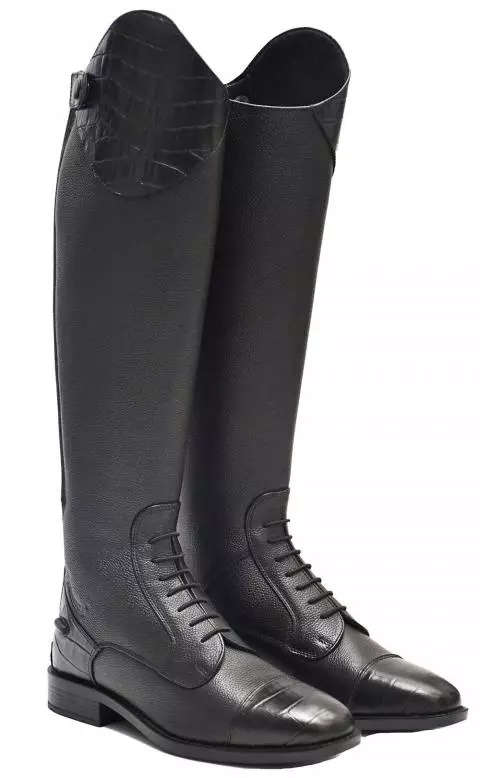 Rhinegold De-Luxe Leather Riding Boots With Mock Croc Trim 2 Rhinegold De-Luxe Leather Riding Boots With Mock Croc Trim - Image 2