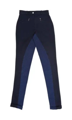 HyPERFORMANCE Raised Polka Dot Childs Jods 32 HyPERFORMANCE Raised Polka Dot Childs Jods -Online Equestrian Supplies hyperformance raised polka dot teen jodhpurs navy blue 4 jpg